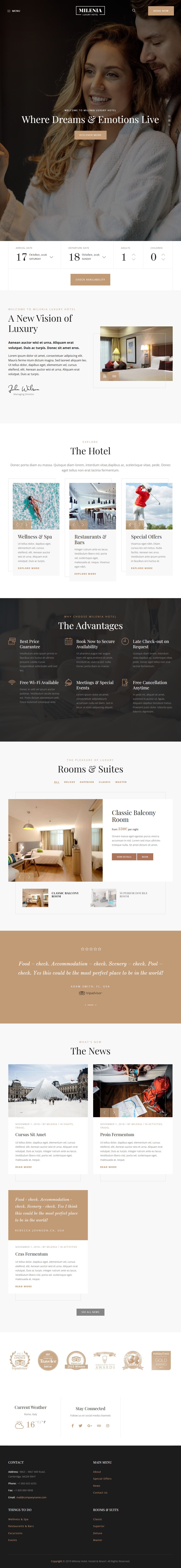 Milenia – Premium Responsive Hotel Booking WordPress Theme theme — Tablet preview