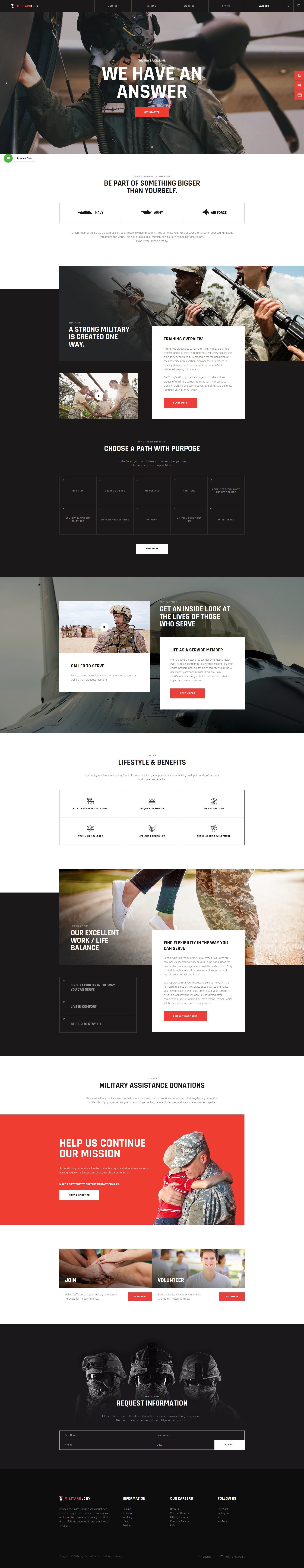Militarology – Premium Responsive Military Service & Veterans WordPress Theme theme — Desktop preview