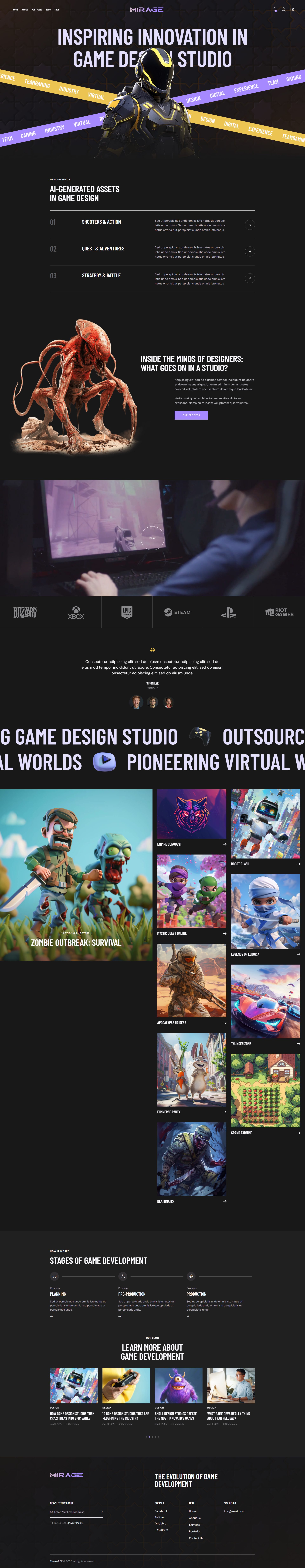 Mirage – Premium Responsive Game Studio WordPress Theme theme — Desktop preview