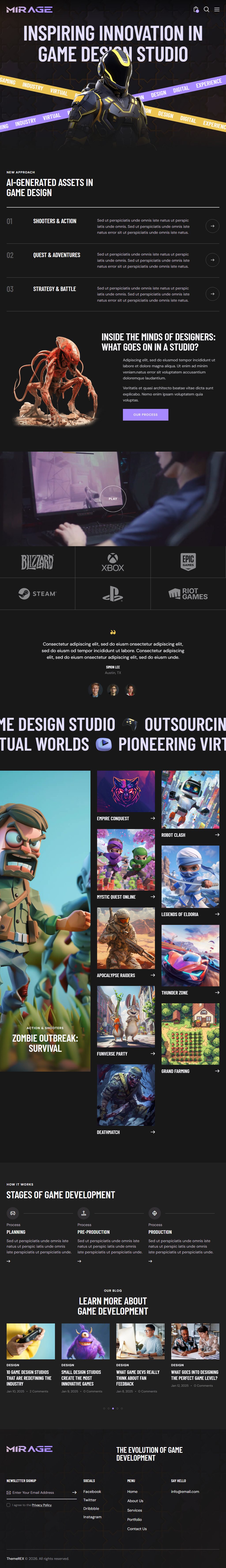 Mirage – Premium Responsive Game Studio WordPress Theme theme — Tablet preview
