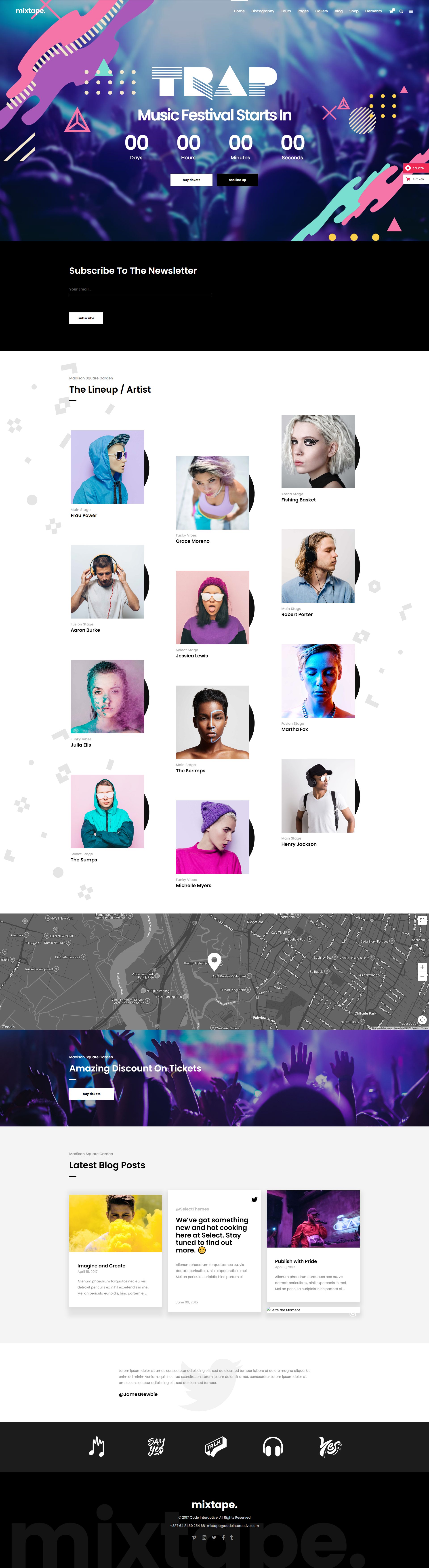 Mixtape – Premium Responsive Music Festival and Artist WordPress Theme theme — Desktop preview