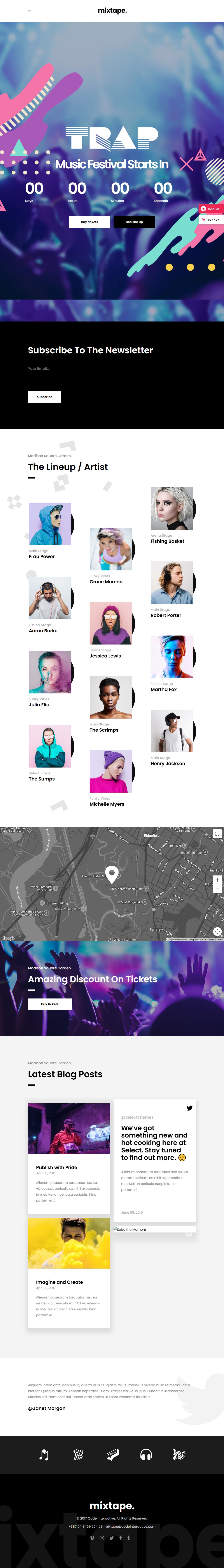 Mixtape – Premium Responsive Music Festival and Artist WordPress Theme theme — Tablet preview