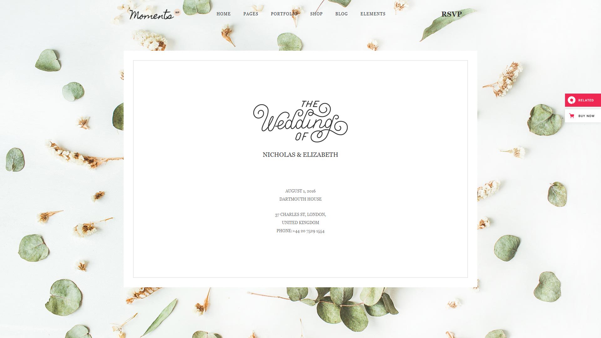 Moments – Premium Responsive Wedding and Event WordPress Theme theme — Desktop preview
