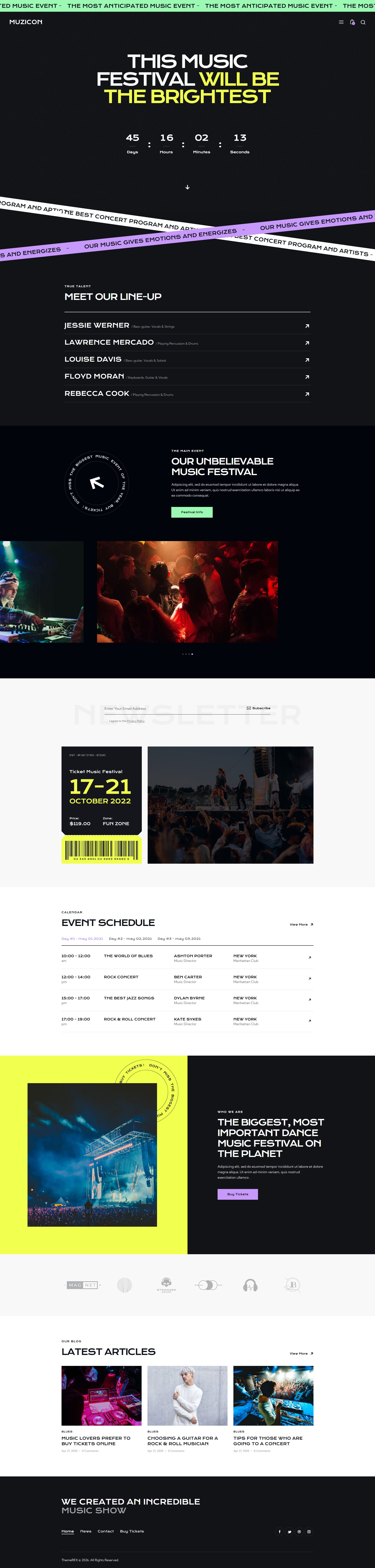 Muzicon – Premium Responsive Music Festival and Concert WordPress Theme theme — Desktop preview
