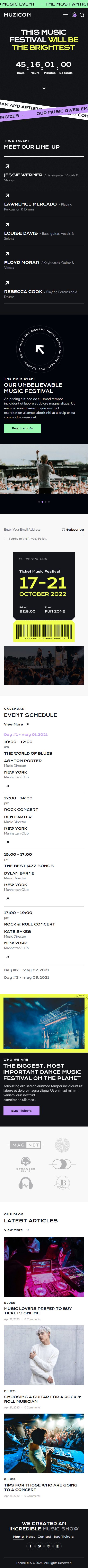 Muzicon – Premium Responsive Music Festival and Concert WordPress Theme theme — Mobile preview