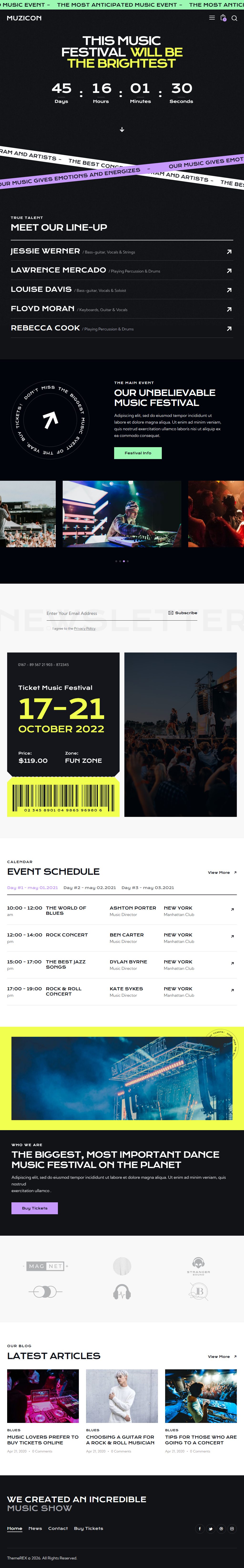 Muzicon – Premium Responsive Music Festival and Concert WordPress Theme theme — Tablet preview