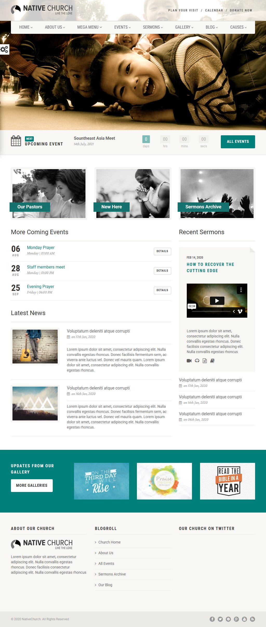 NativeChurch – Premium Responsive Church & Nonprofit HTML5 Template theme — Tablet preview