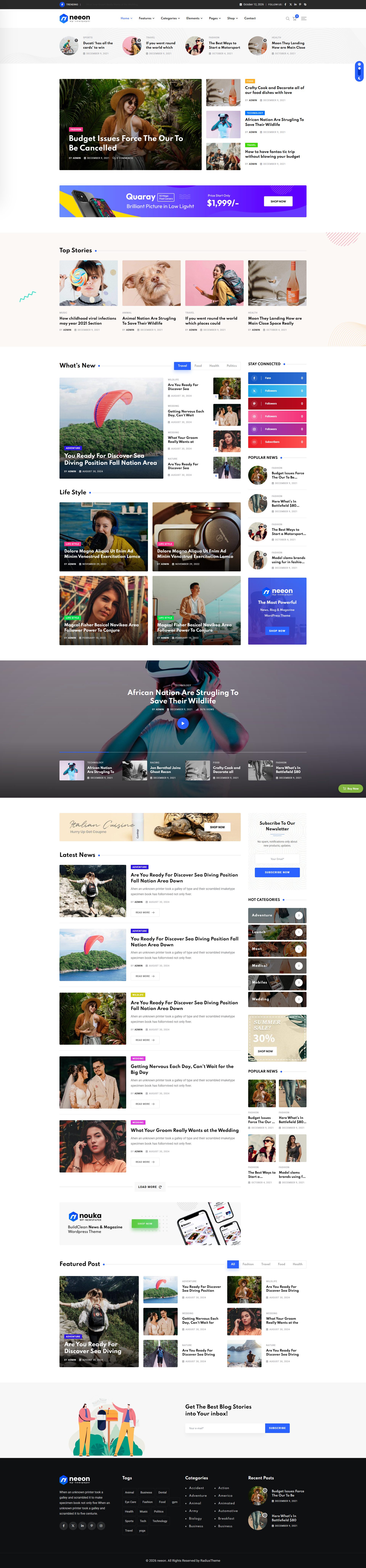 Neeon – Premium Responsive News & Magazine WordPress Theme theme — Desktop preview