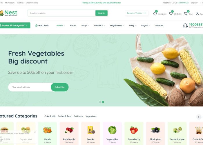 Nest – Premium Responsive Grocery & Supermarket WooCommerce WordPress Theme