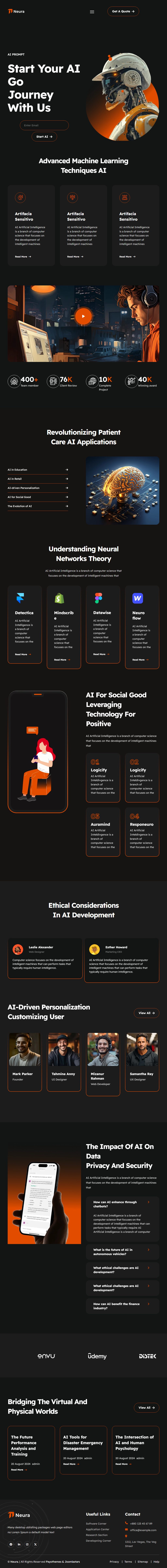 Neura – Premium Responsive AI SaaS Joomla 6 Template theme — Tablet preview