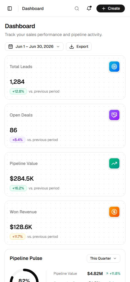 Nexora – Premium Responsive CRM Admin Dashboard React Template theme — Mobile preview