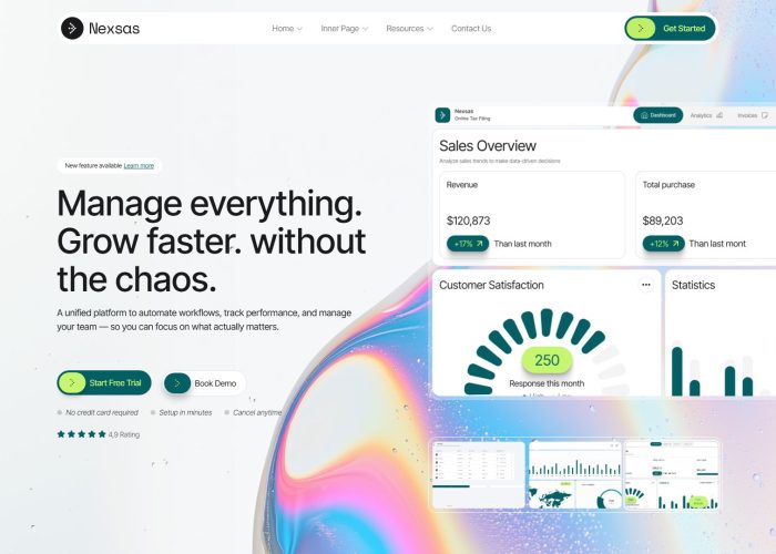 Nexsas – Premium Responsive SaaS & AI Startup WordPress Theme