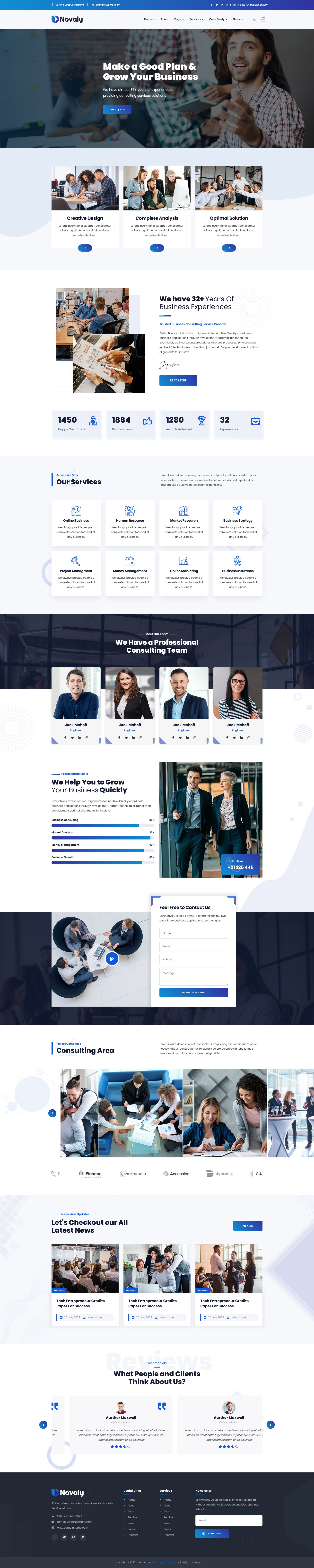 Novaly – Premium Responsive Consulting & Business Joomla Template theme — Desktop preview