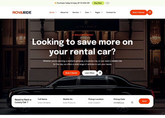 Novaride – Premium Responsive Car Rental WordPress Theme
