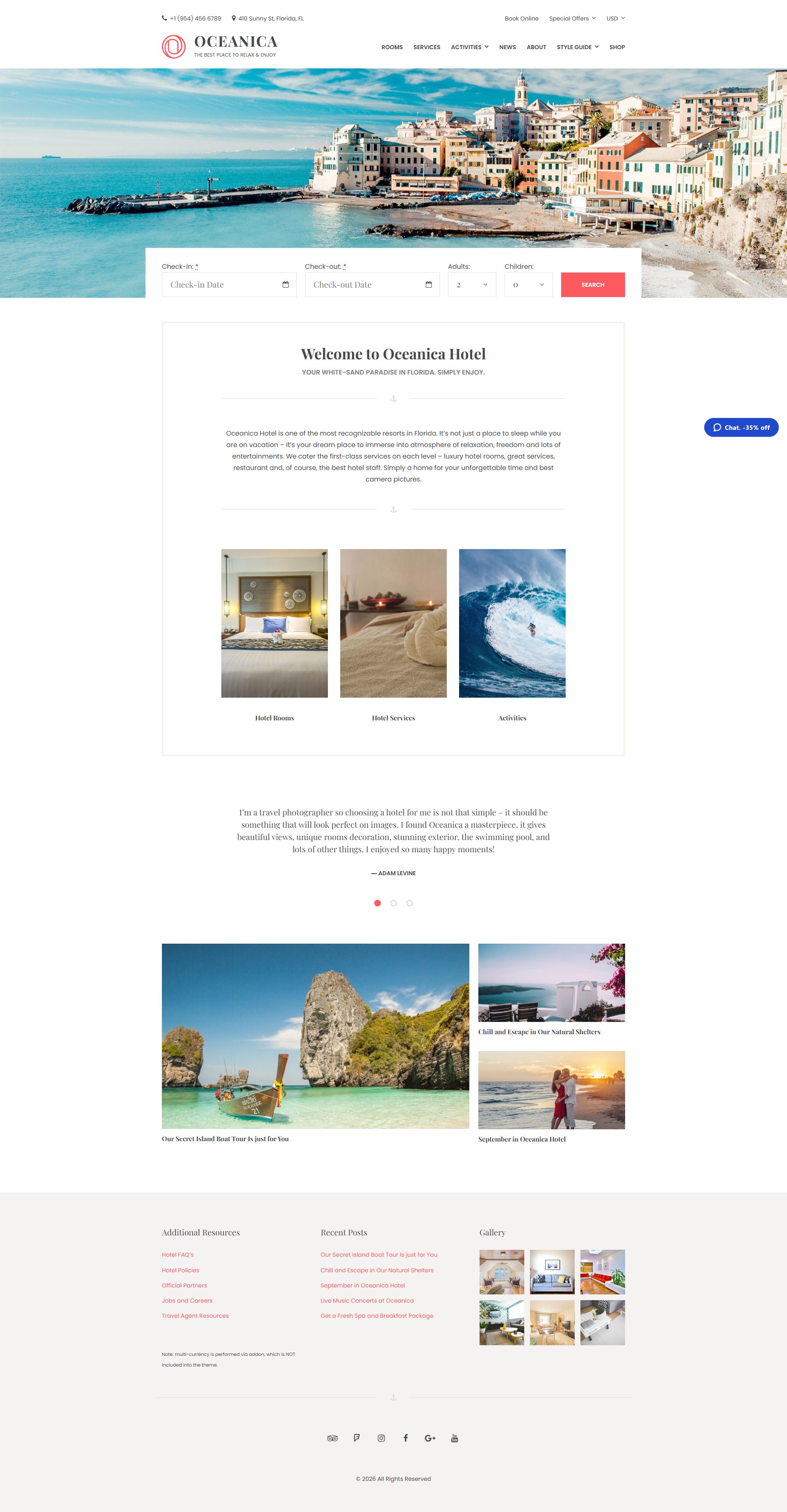 Oceanica Vacation Rental WordPress Theme