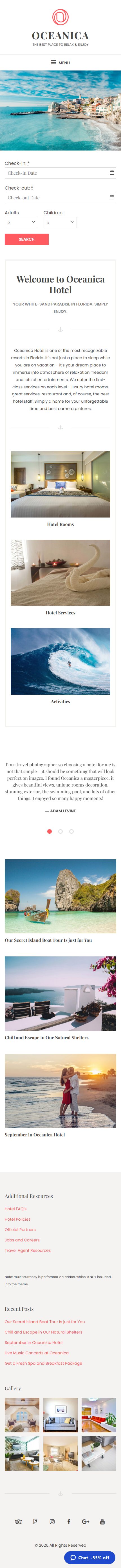 Oceanica – Premium Responsive Hotel and Vacation Rental Booking WordPress Theme theme — Mobile preview