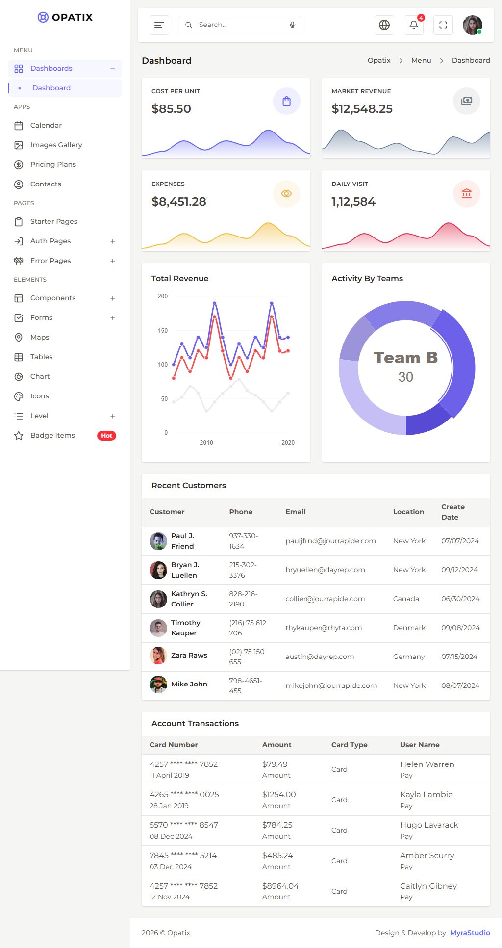 Opatix – Premium Responsive CodeIgniter Tailwind Admin Dashboard HTML5 Template theme — Tablet preview