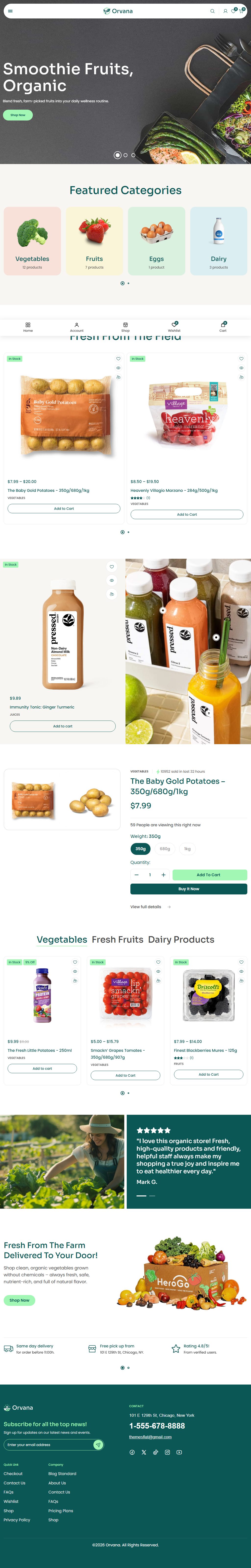 Orvana – Premium Responsive Organic Food Store WordPress Theme theme — Tablet preview