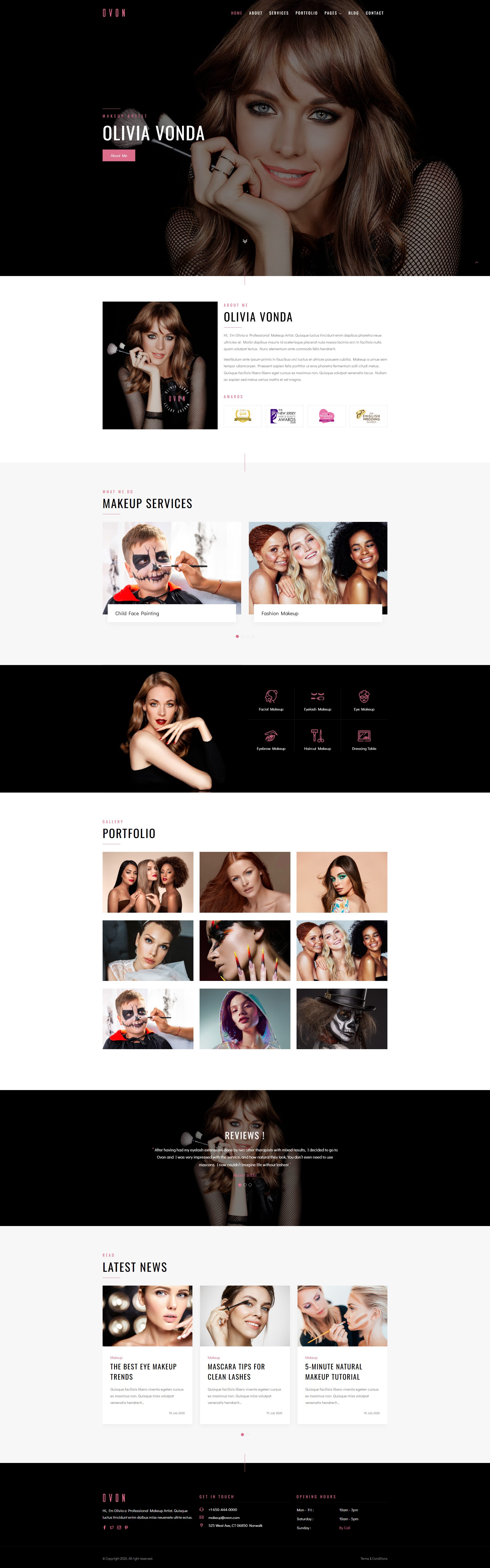 OVON Makeup Artist Website Template