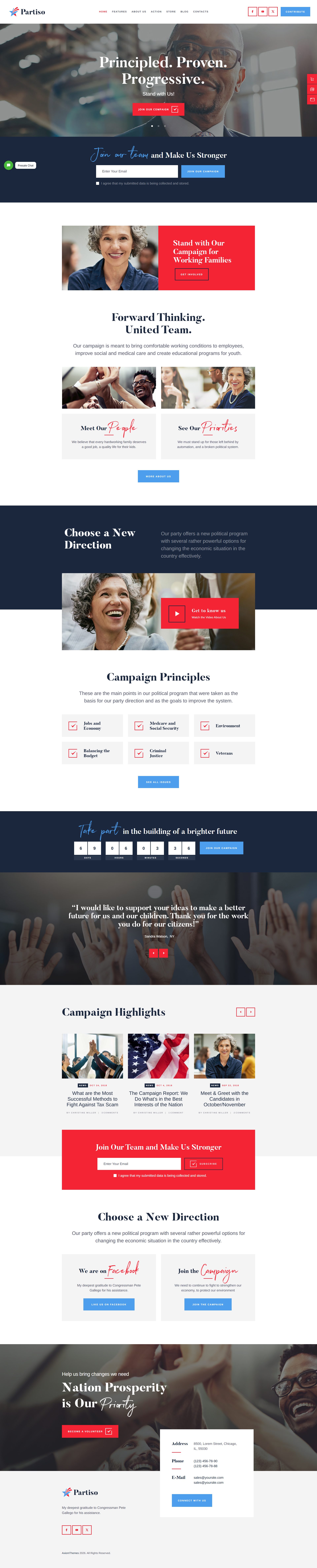 Partiso – Premium Responsive Political WordPress Theme for Party & Candidate theme — Desktop preview