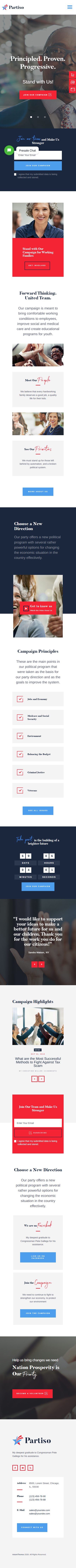 Partiso – Premium Responsive Political WordPress Theme for Party & Candidate theme — Mobile preview