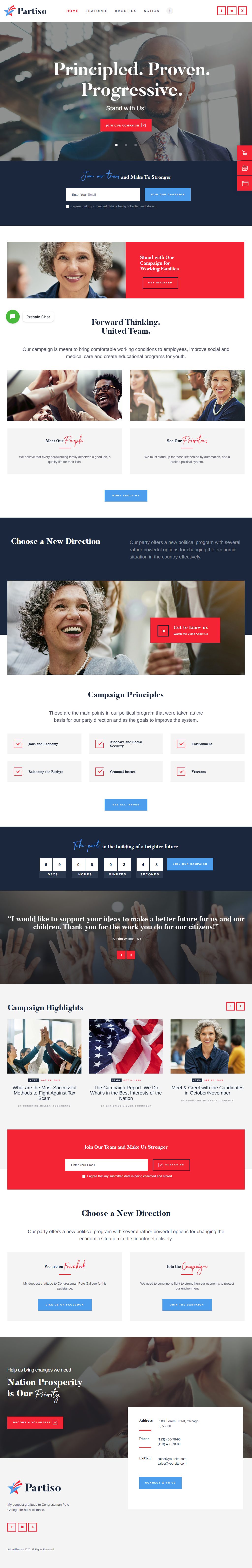 Partiso – Premium Responsive Political WordPress Theme for Party & Candidate theme — Tablet preview
