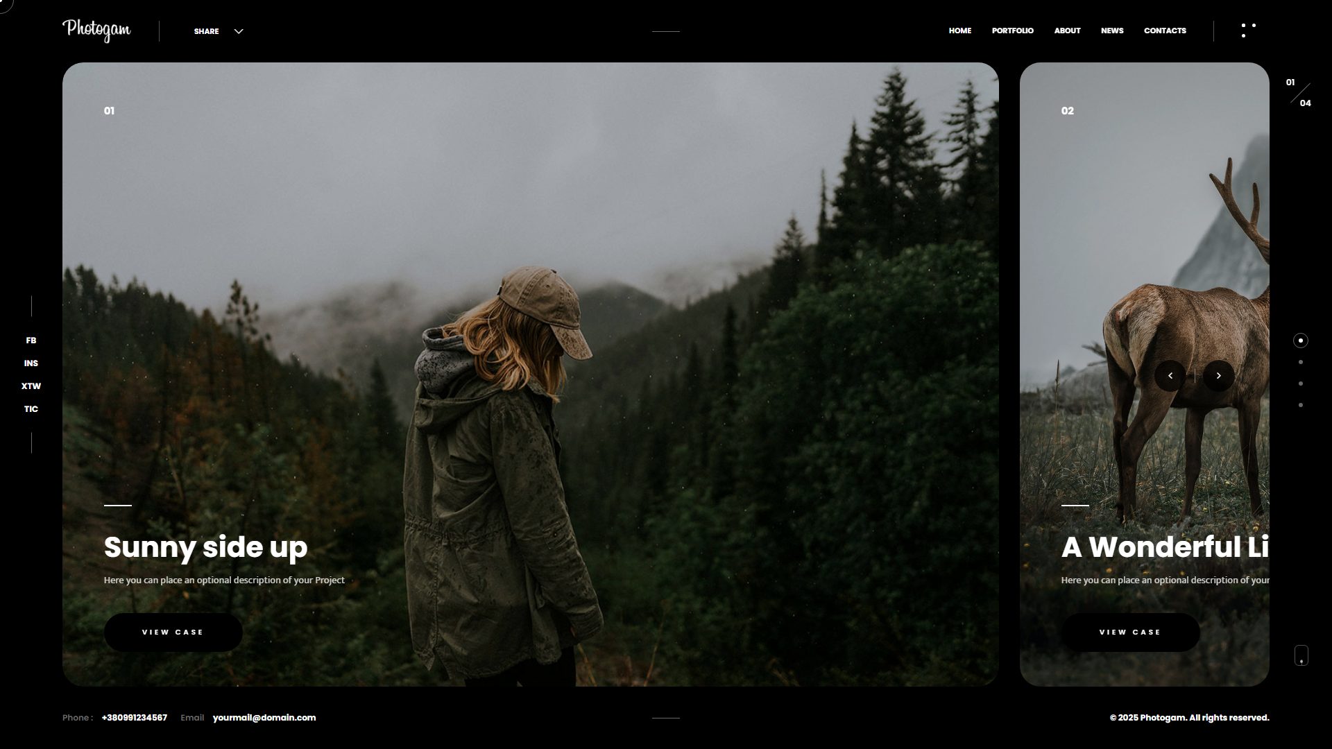 Photogam – Premium Responsive Photography Portfolio WordPress Theme theme — Desktop preview