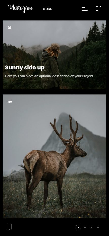 Photogam – Premium Responsive Photography Portfolio WordPress Theme theme — Mobile preview