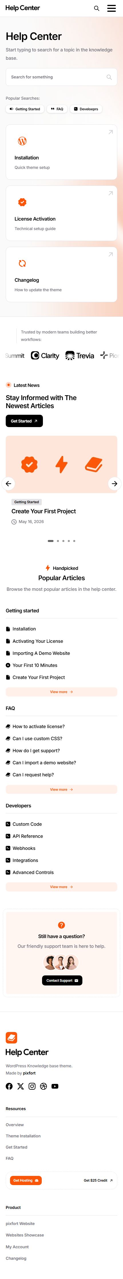 pixdocs – Premium Responsive Documentation & Help Center WordPress Theme theme — Mobile preview