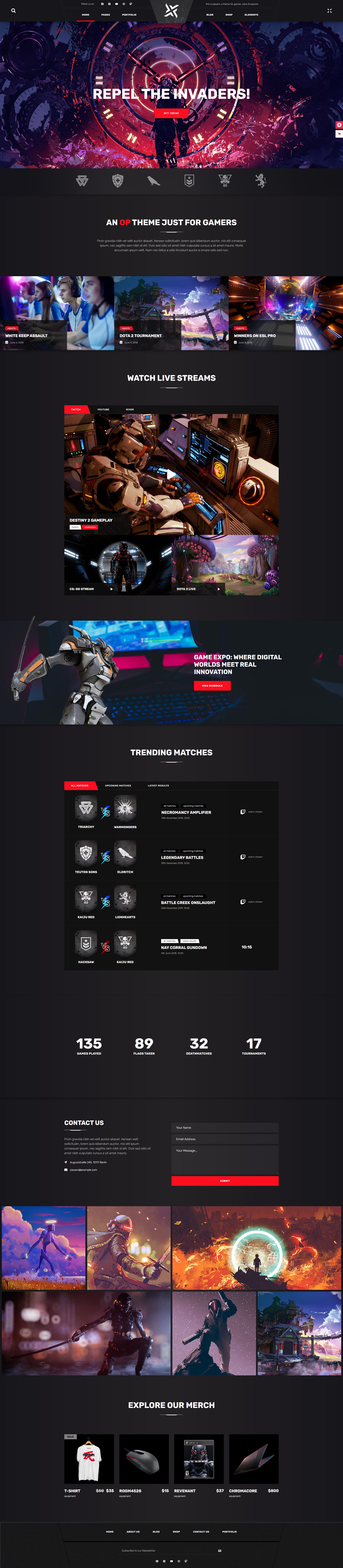 PlayerX – Premium Responsive Gaming WordPress Theme theme — Desktop preview