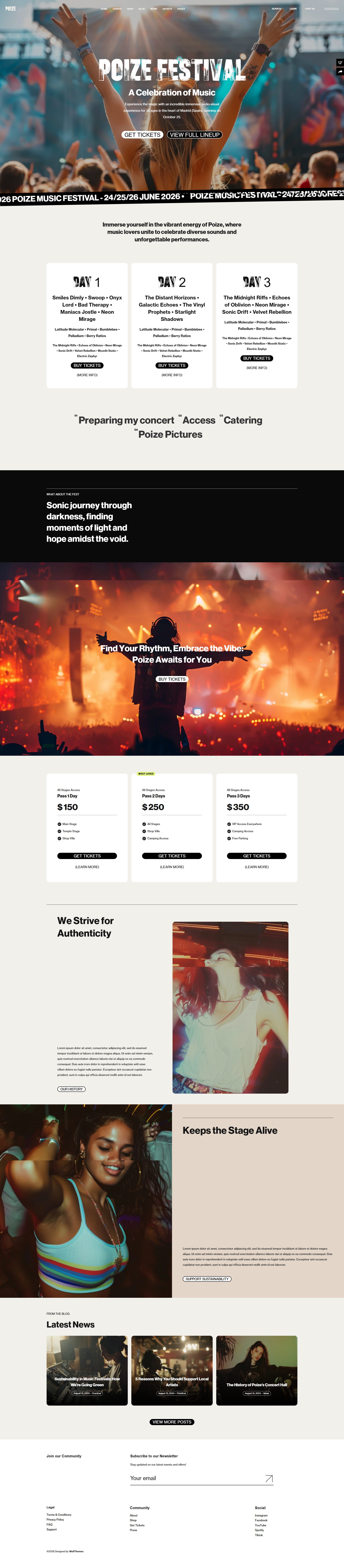 Poize – Premium Responsive Music Festival, Events and Venue WordPress Theme theme — Desktop preview