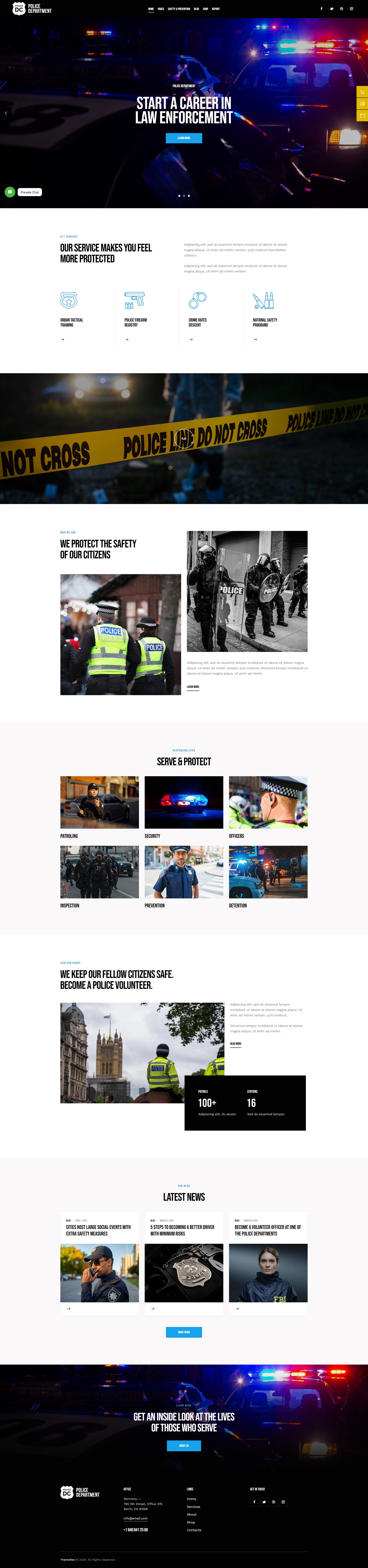 Police Department – Premium Responsive Police, Fire & Security WordPress Theme theme — Desktop preview