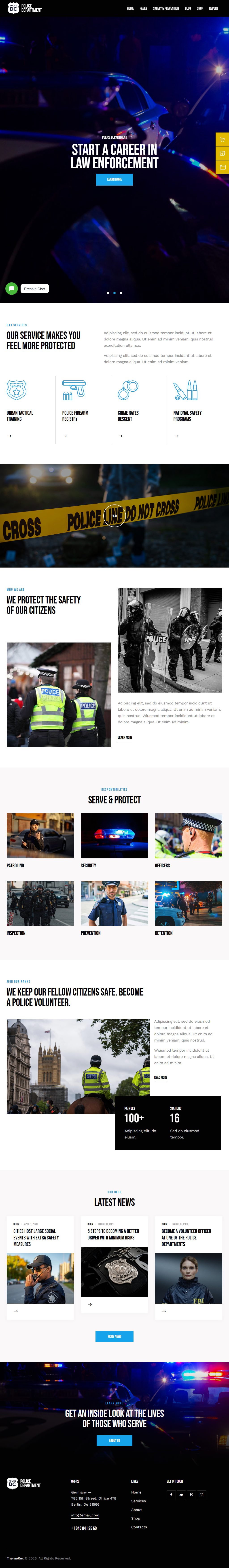 Police Department – Premium Responsive Police, Fire & Security WordPress Theme theme — Tablet preview