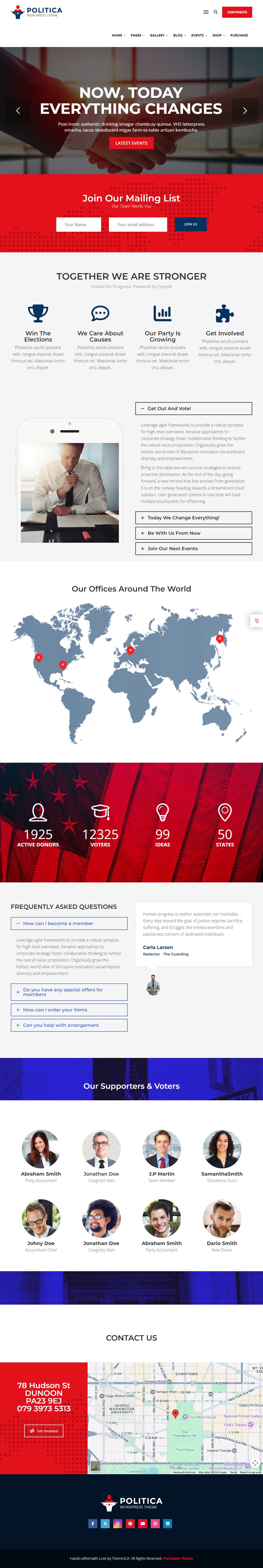 Politica – Premium Responsive Political Party & Candidate WordPress Theme theme — Tablet preview