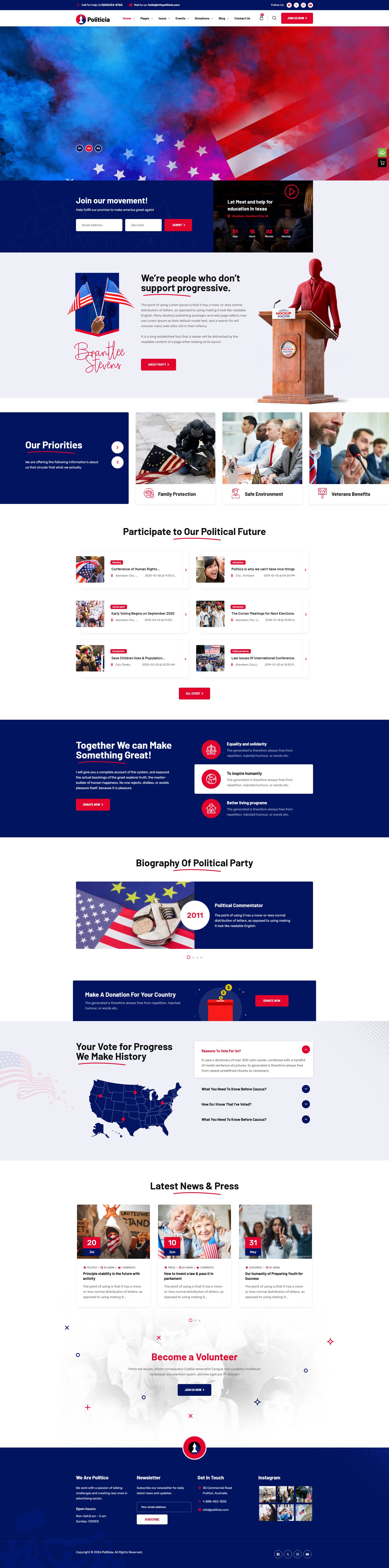 Politicia – Premium Responsive Politician & Speaker WordPress Theme theme — Desktop preview