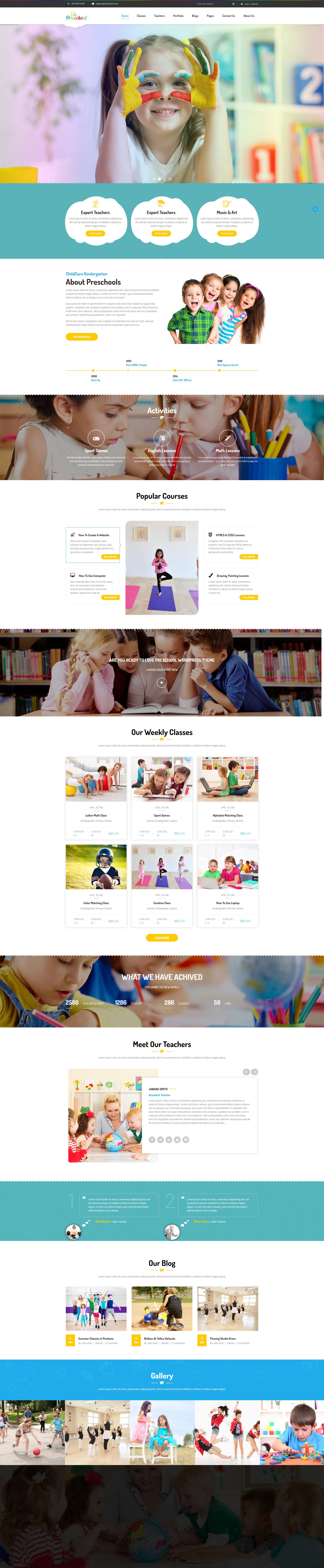 Preschool – Premium Responsive Kindergarten Nursery WordPress Theme theme — Desktop preview