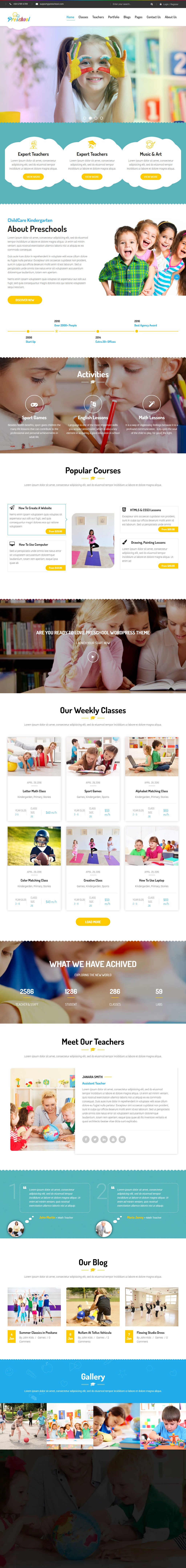 Preschool – Premium Responsive Kindergarten Nursery WordPress Theme theme — Tablet preview