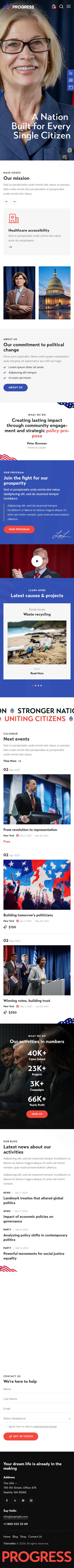 Progress – Premium Responsive Politics, Candidate & Fundraising WordPress Theme theme — Mobile preview