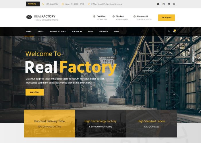 Real Factory – Premium Responsive Factory & Industrial WordPress Theme