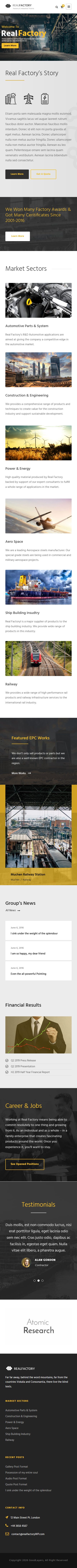 Real Factory – Premium Responsive Factory & Industrial WordPress Theme theme — Mobile preview