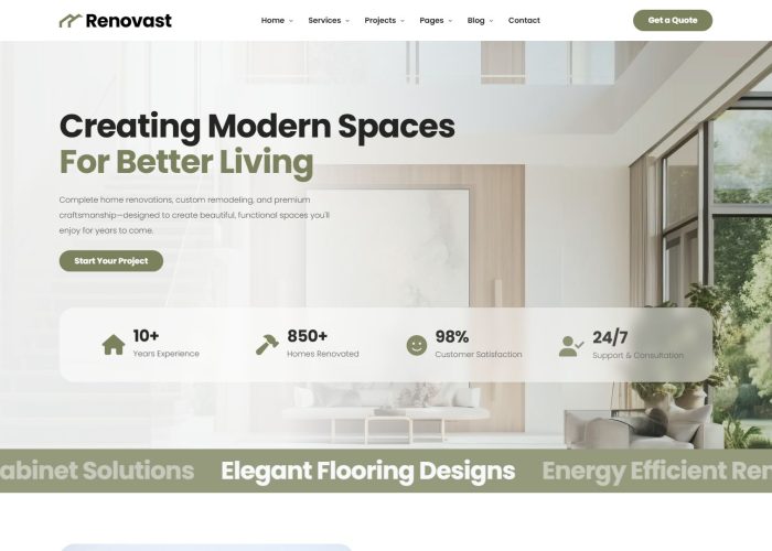 Renovast – Premium Responsive Home Renovation & Remodeling HTML5 Template