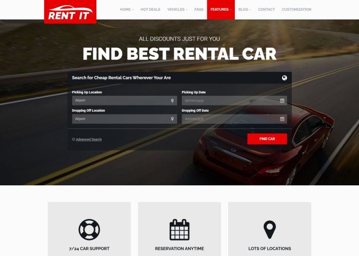 Rentit – Premium Responsive Car Rental WordPress Theme