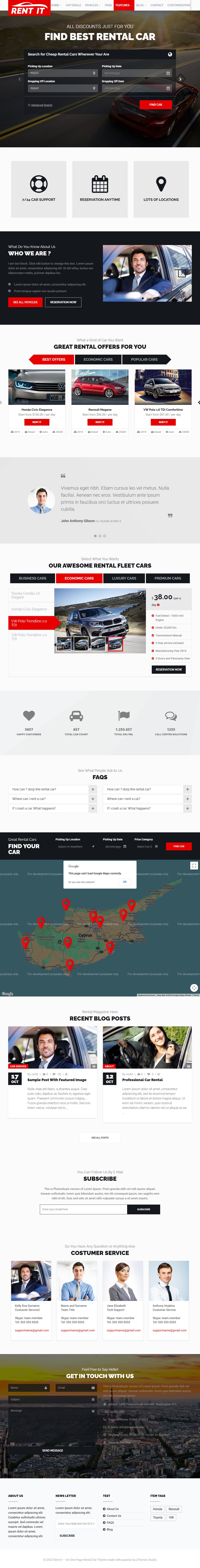 Rentit – Premium Responsive Car Rental WordPress Theme theme — Tablet preview