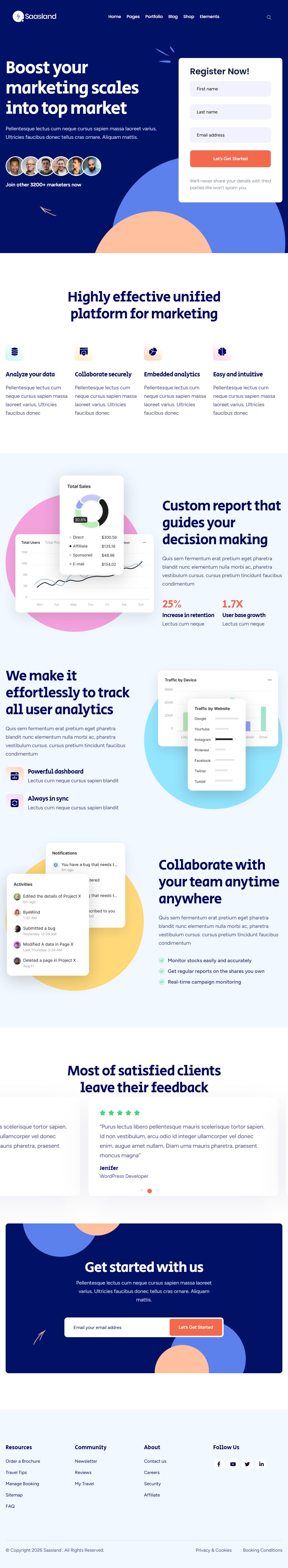Saasland – Premium Responsive SaaS & Startup WordPress Theme theme — Tablet preview