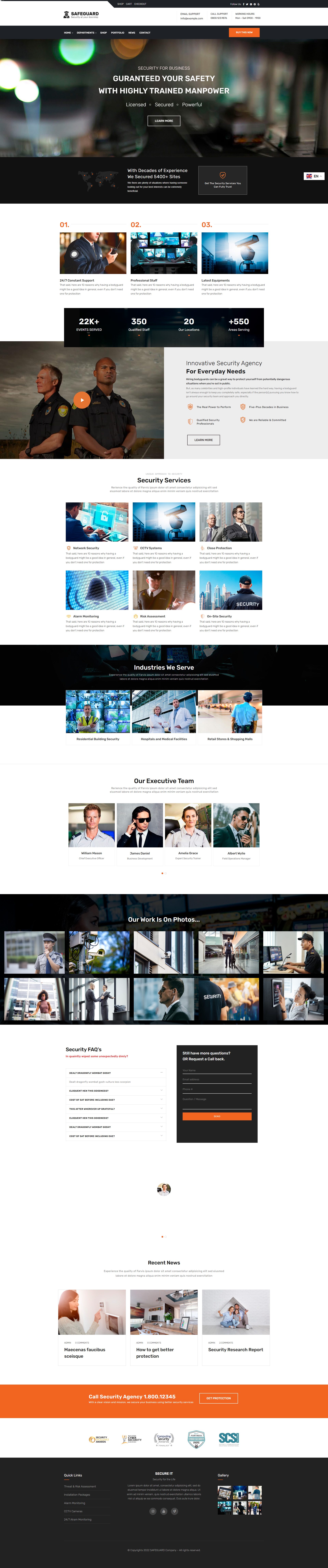 Safeguard – Premium Responsive Security Guard & CCTV WordPress Theme theme — Desktop preview