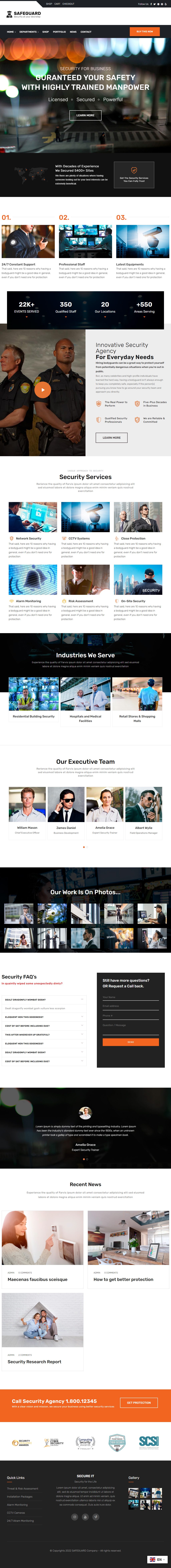 Safeguard – Premium Responsive Security Guard & CCTV WordPress Theme theme — Tablet preview