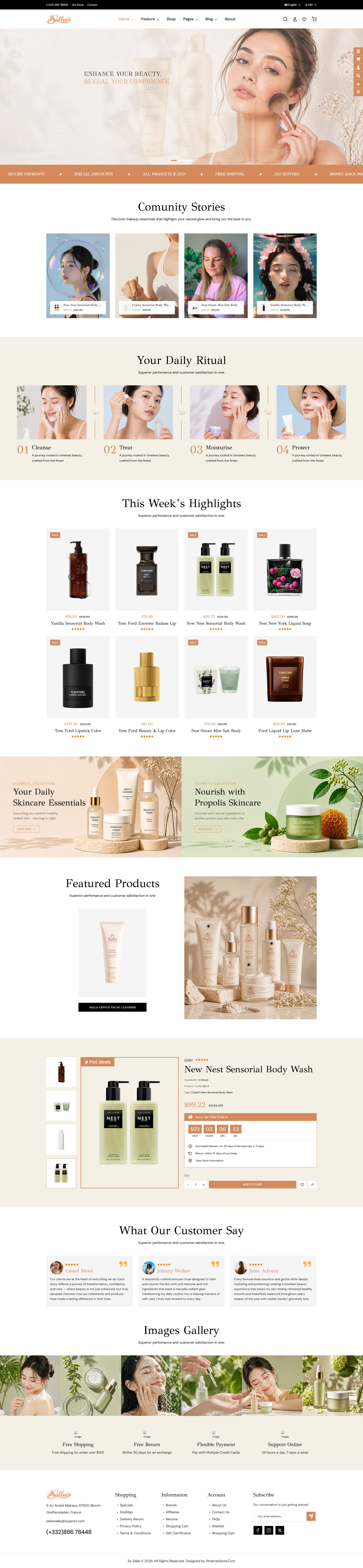 Salla – Premium Responsive Spa & Beauty OpenCart 4 Theme theme — Desktop preview