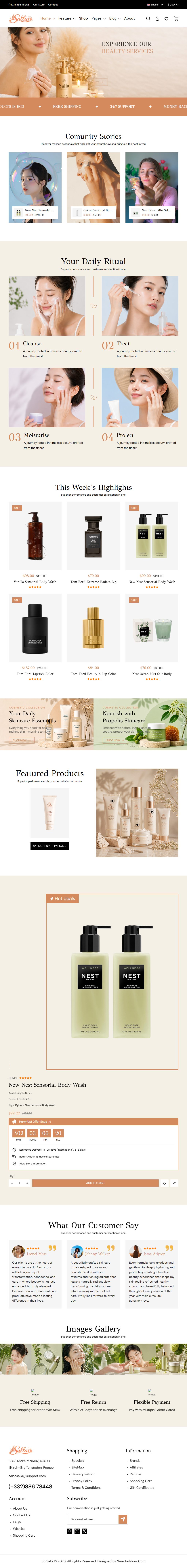 Salla – Premium Responsive Spa & Beauty OpenCart 4 Theme theme — Tablet preview