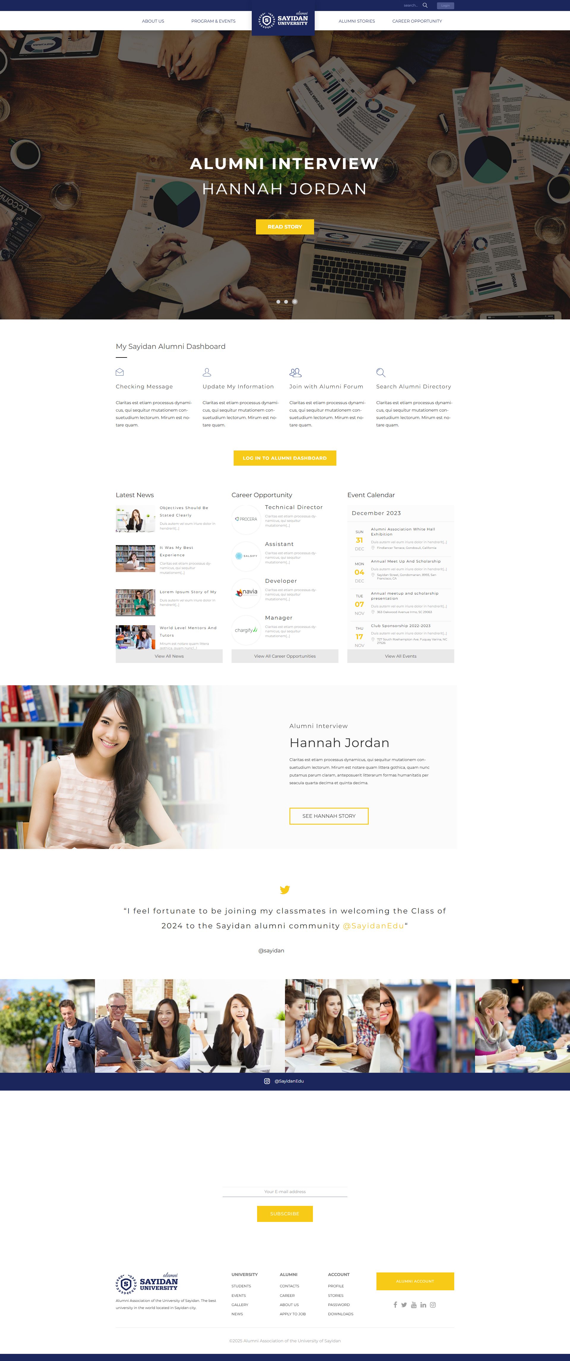 Sayidan – Premium Responsive University Alumni WordPress Theme theme — Desktop preview