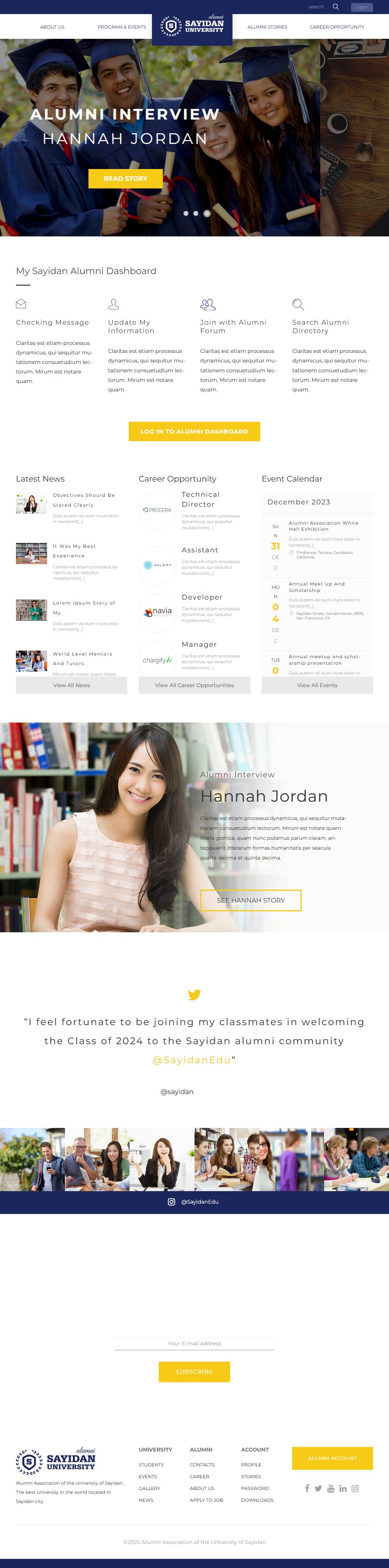 Sayidan – Premium Responsive University Alumni WordPress Theme theme — Tablet preview